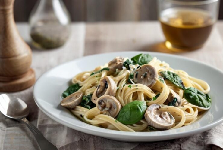 Creamy Spinach Mushroom Pasta Recipe