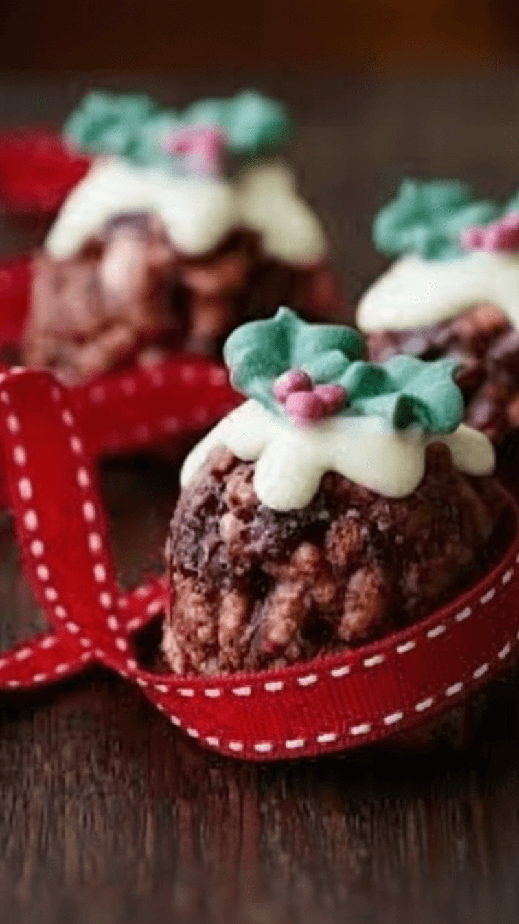 No Bake Rice Krispie Christmas Pudding