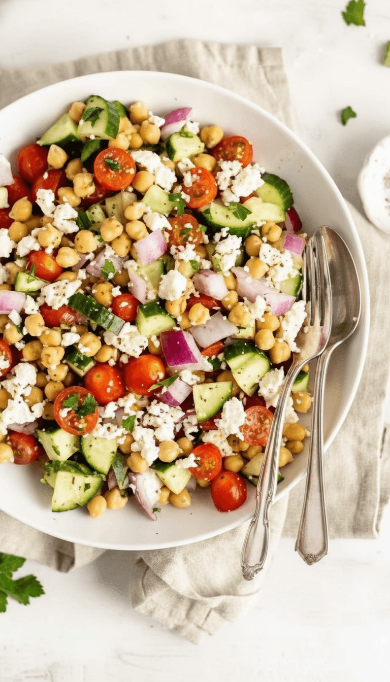 Mediterranean Chickpea Feta Salad