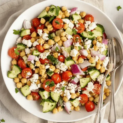 Mediterranean Chickpea Feta Salad Recipe