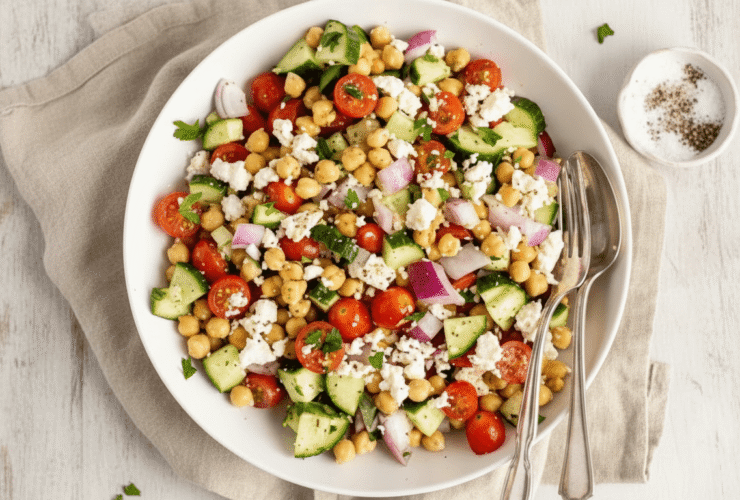 Mediterranean Chickpea Feta Salad Recipe