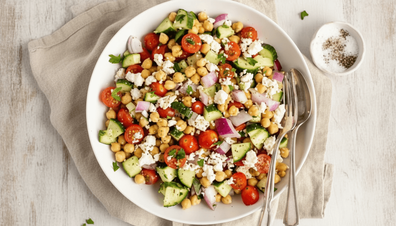 Mediterranean Chickpea Feta Salad Recipe