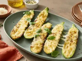 Cheesy Garlic Zucchini Steaks Recipe