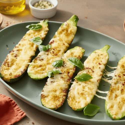 Cheesy Garlic Zucchini Steaks Recipe