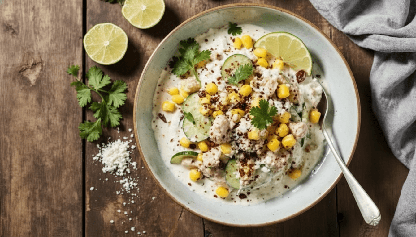 Street Corn Creamy Cucumber Chicken Salad
