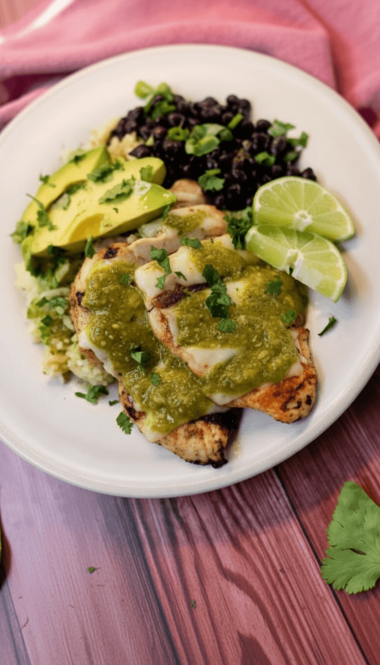 Grilled Salsa Verde Pepper Jack Chicken