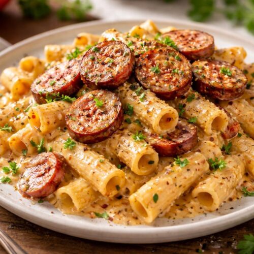 Creamy Pepper Jack Cajun Sausage Pasta Recipe
