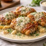 Bobby Flay Chicken Thighs with Creamy Garlic Sauce Recipe