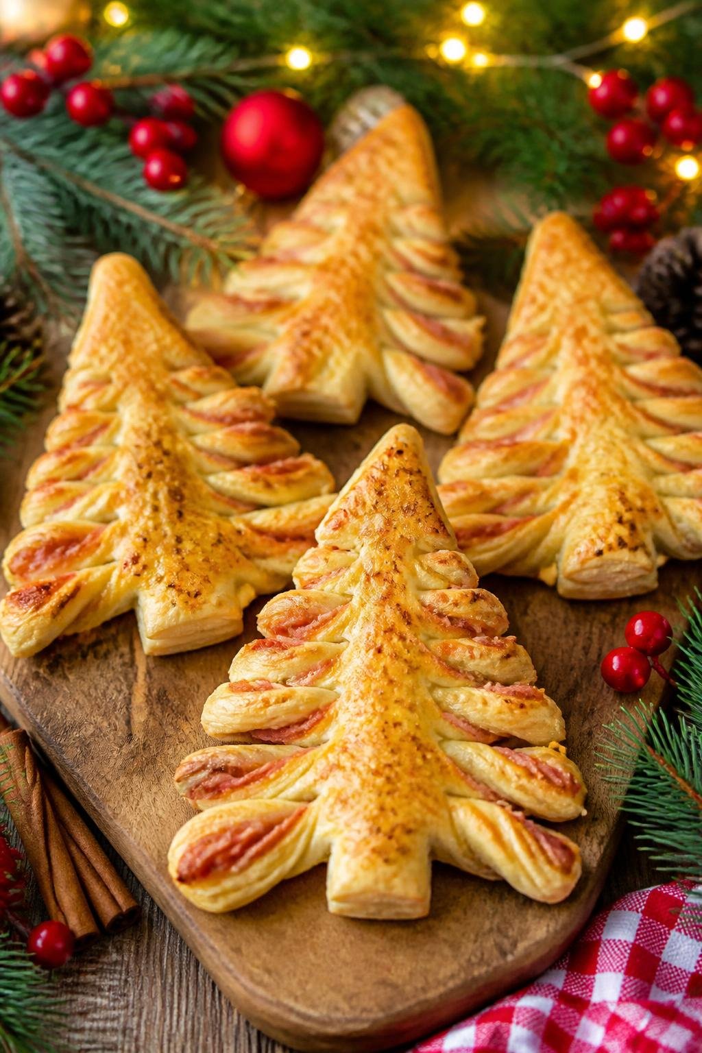 Ham & Cheese Puff Pastry Christmas Trees