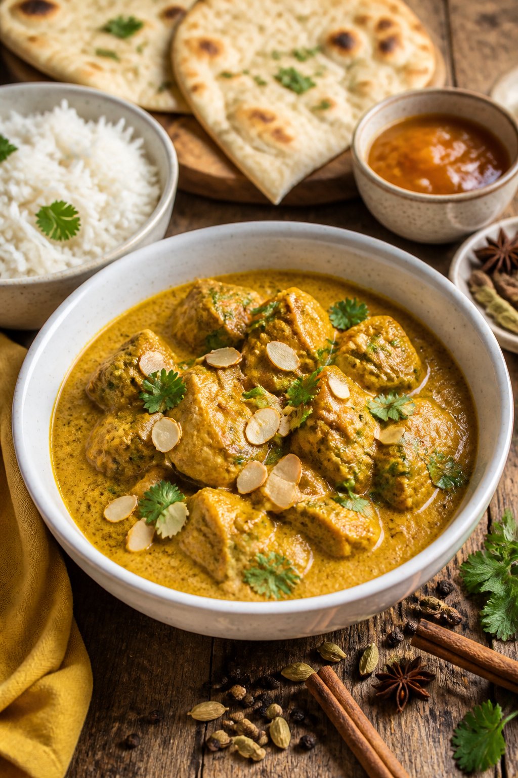 Hairy Bikers Chicken Korma Recipe close-up, ready to serve
