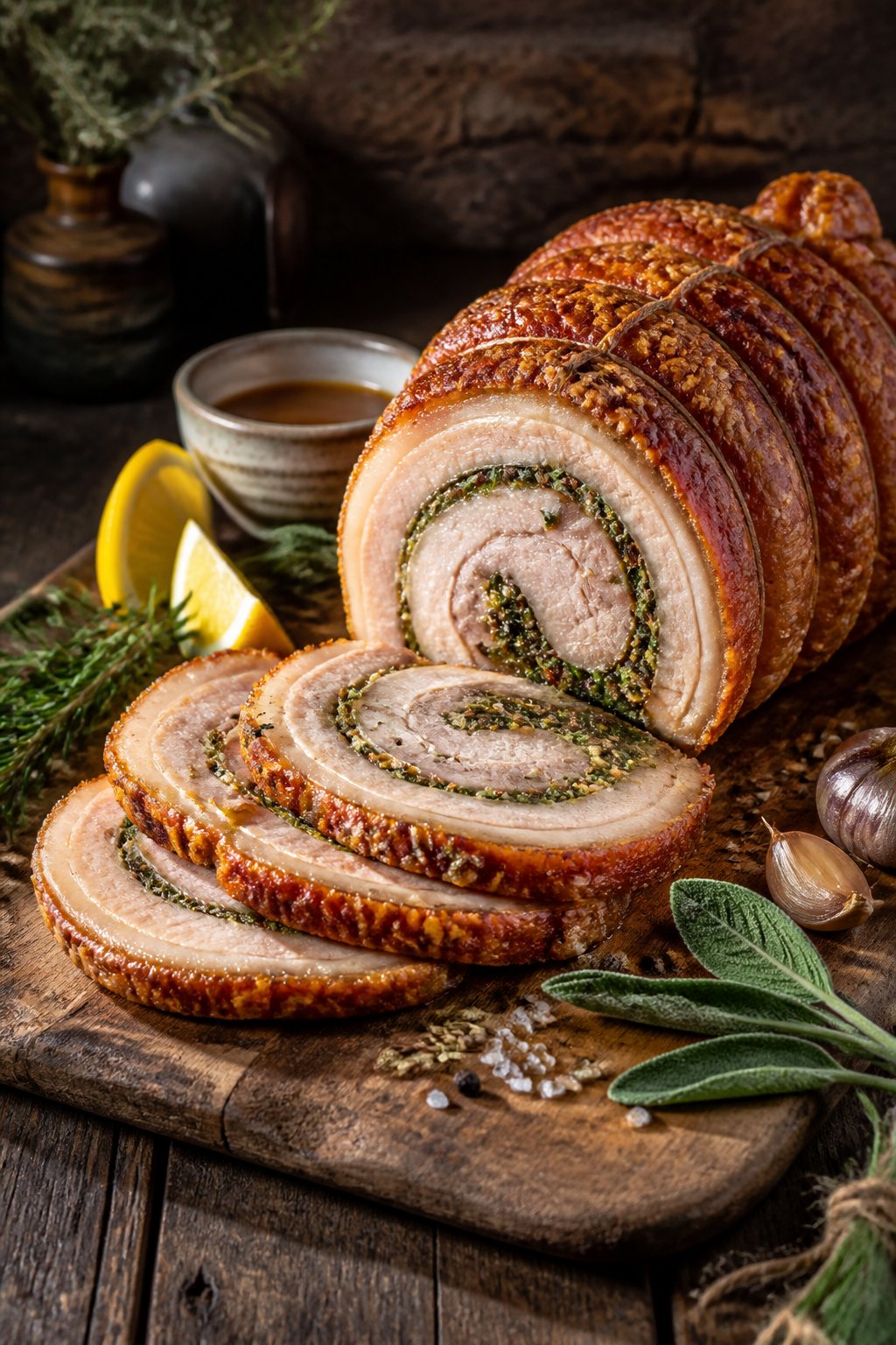 Hairy Bikers Porchetta Recipe close-up, ready to serve