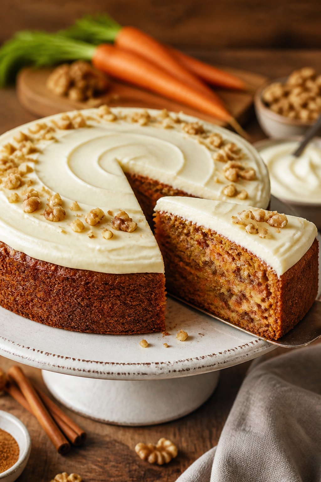 Martha Stewart Carrot Cake Recipe close-up, ready to serve