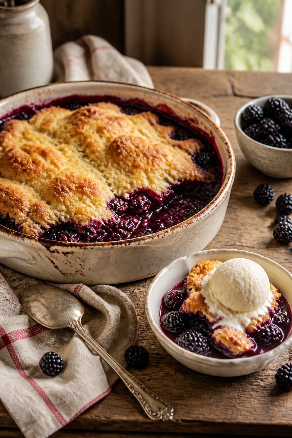 Paula Deen Blackberry Cobbler Recipe close-up, ready to serve