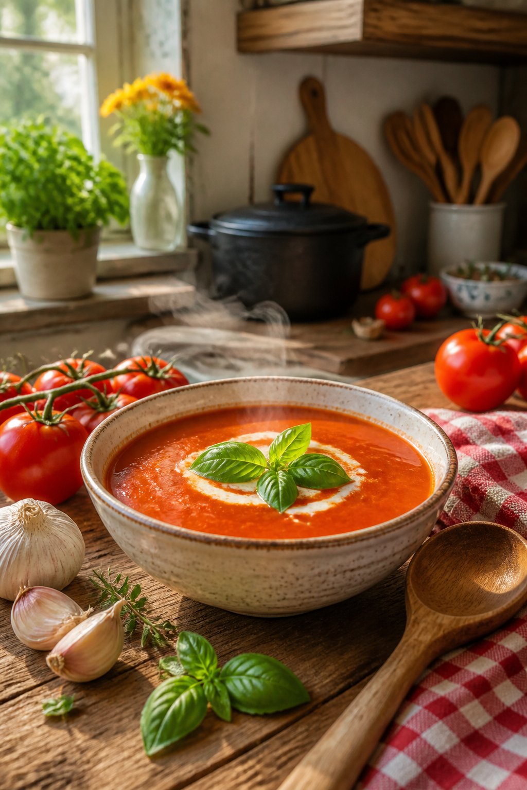 Pioneer Woman Tomato Soup Recipe close-up, ready to serve