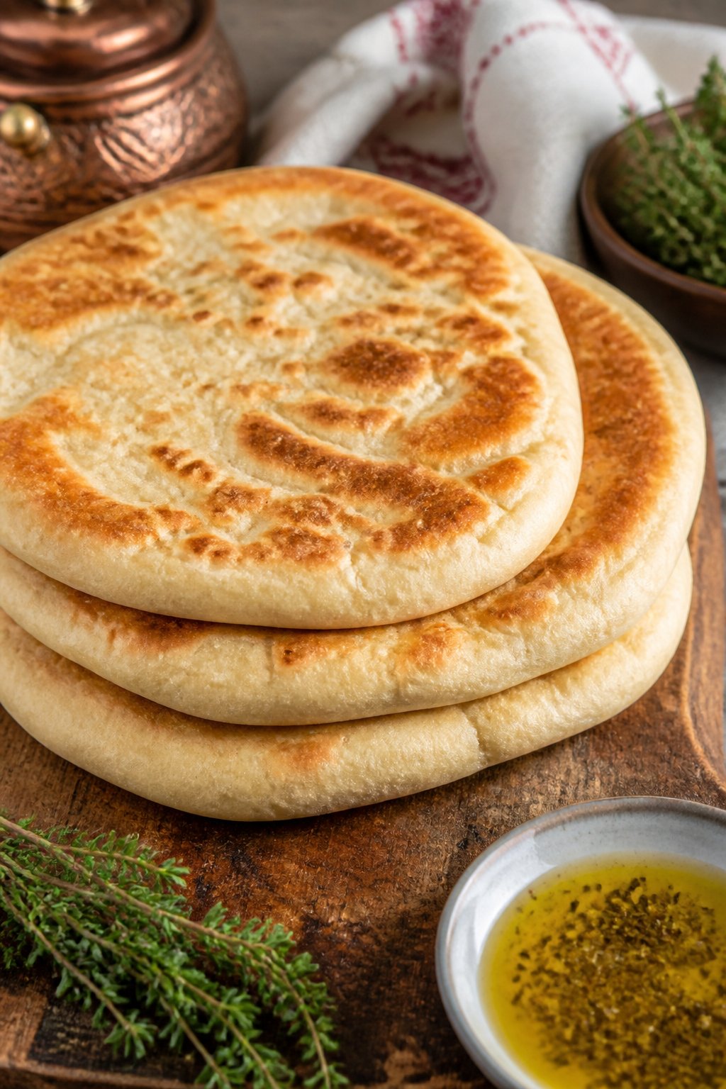 Turkish Bazlama Bread Recipe close-up, ready to serve