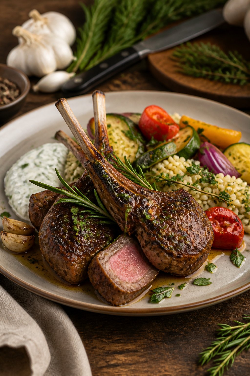 Bobby Flay Lamb Chops Recipe close-up, ready to serve