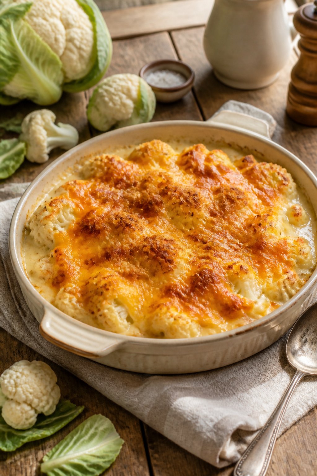 Hairy Bikers Cauliflower Cheese Recipe close-up, ready to serve