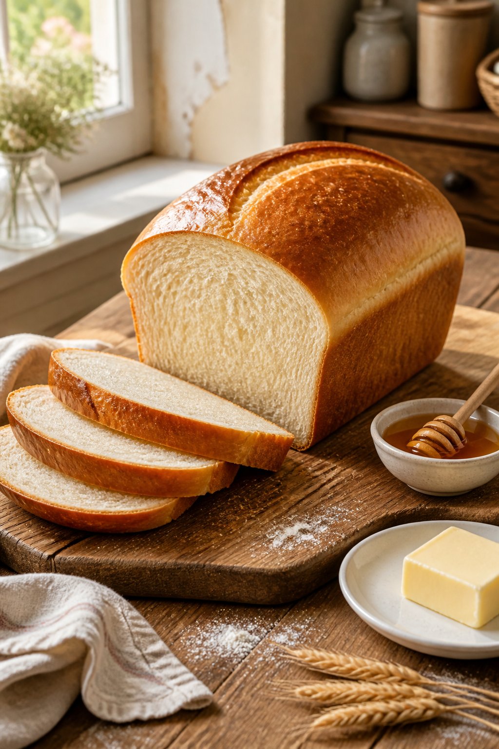 Ina Garten Honey White Bread Recipe close-up, ready to serve