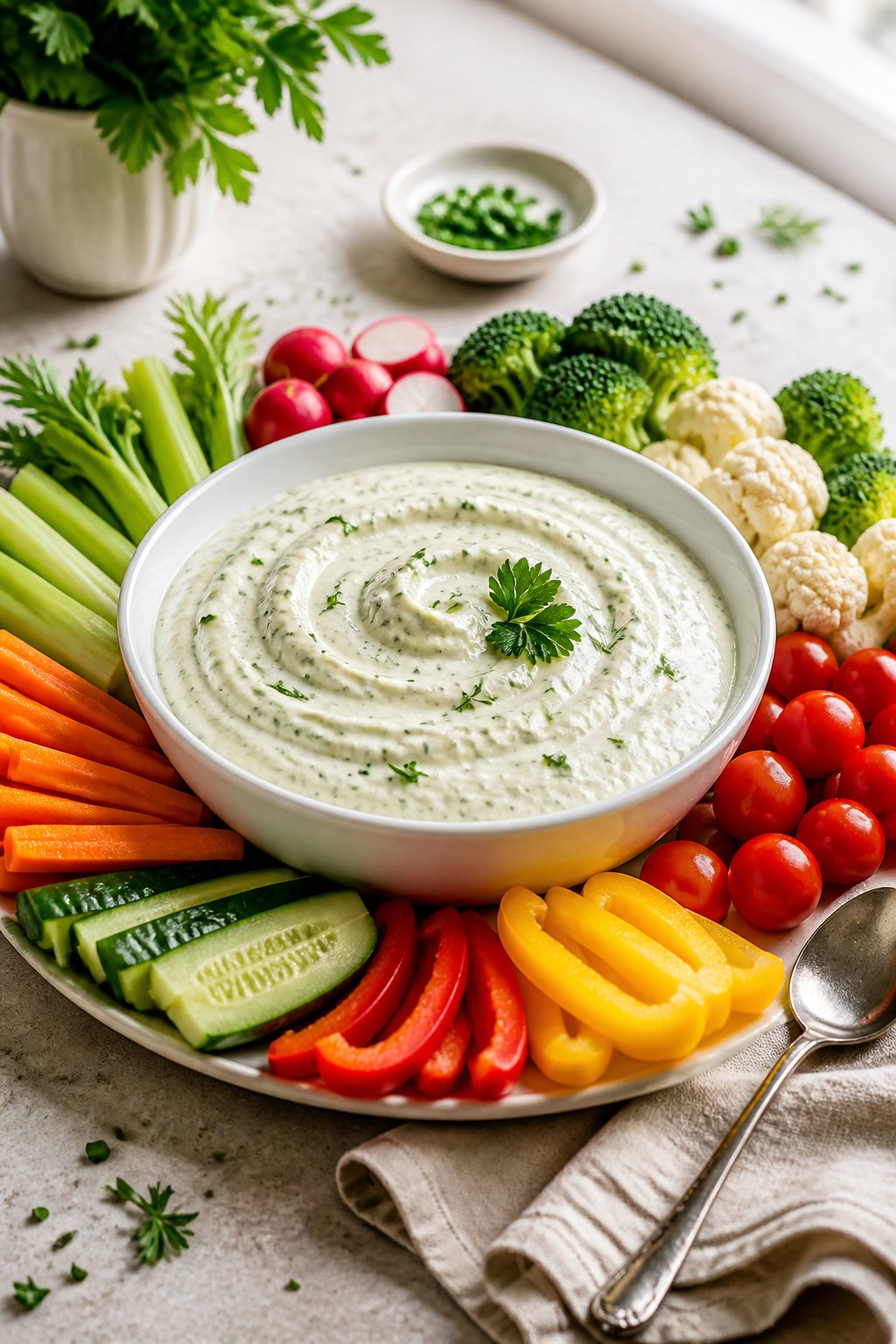 Ina Garten Veggie Dip Recipe close-up, ready to serve