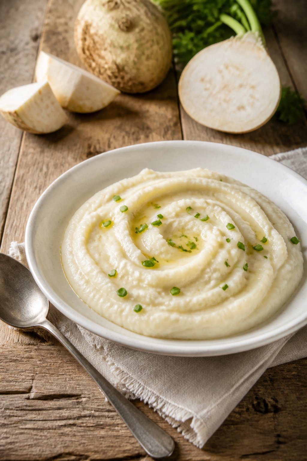 Mary Berry Celeriac Puree Recipe close-up, ready to serve