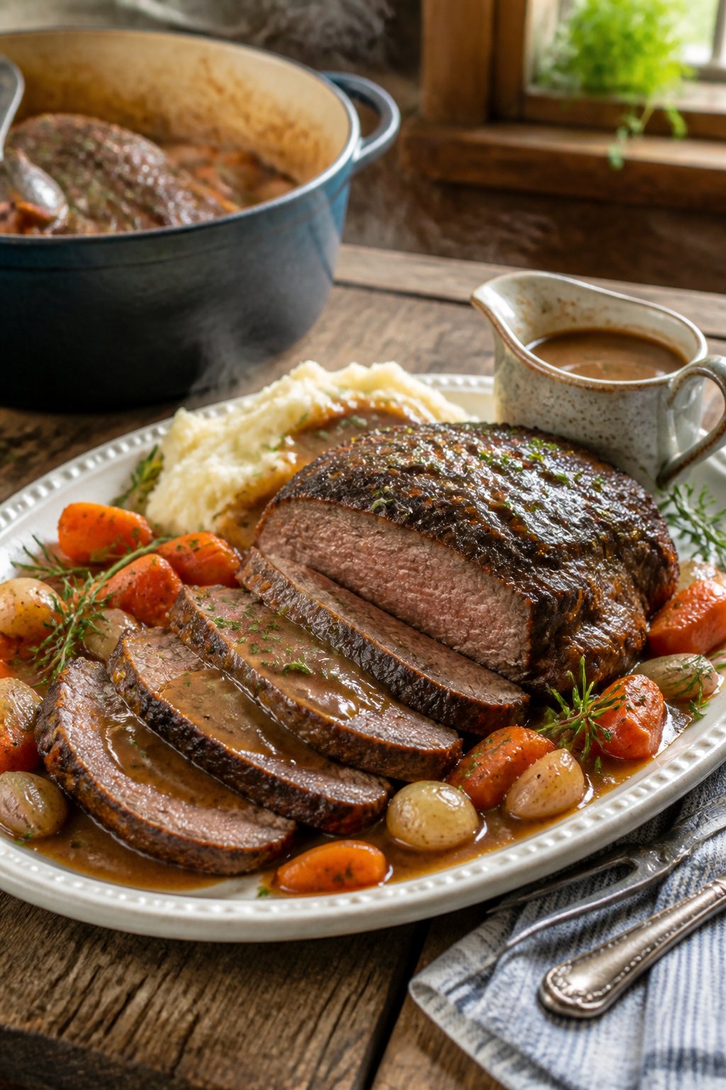 Pioneer Woman Rump Roast Recipe close-up, ready to serve