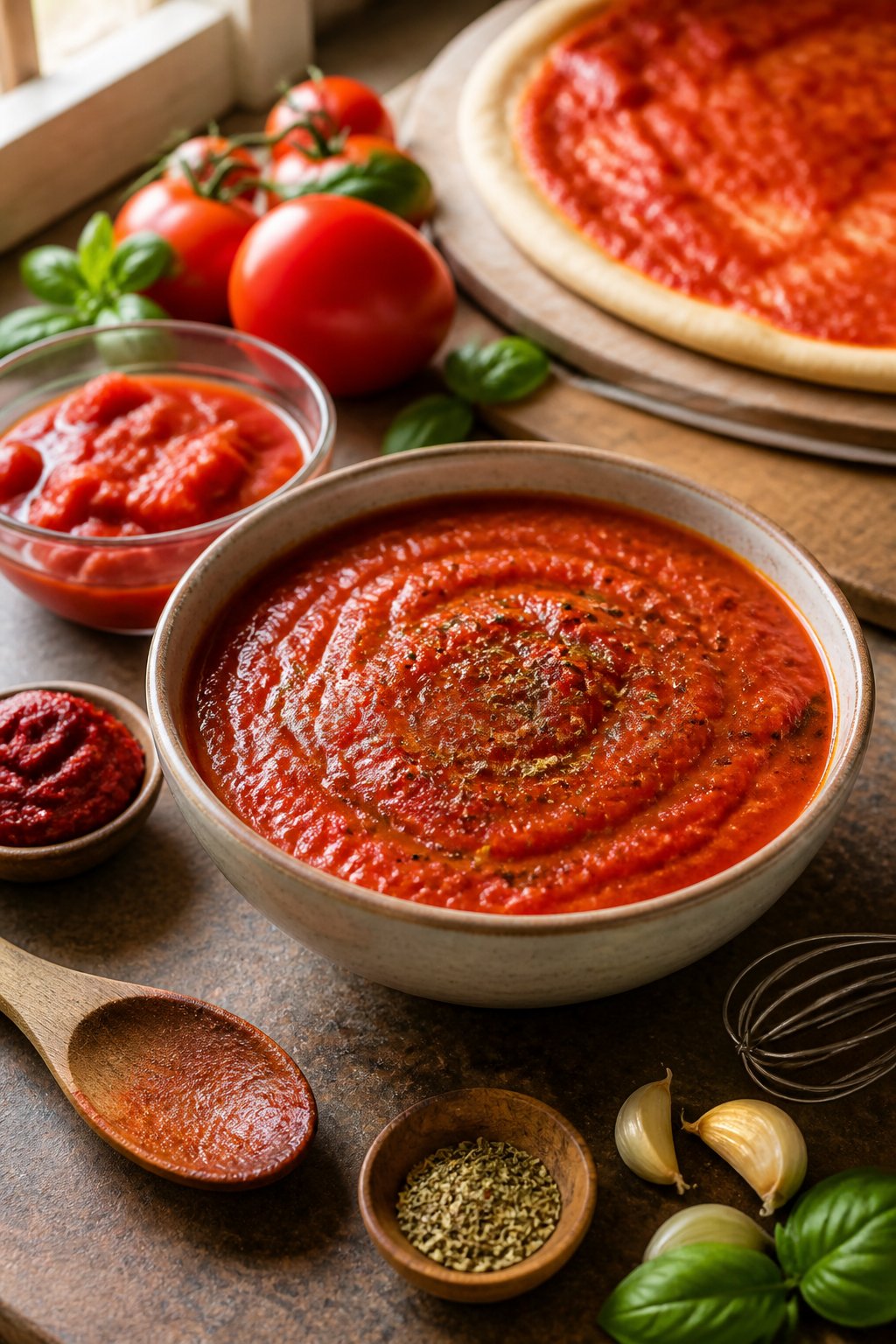 Round Table Pizza Sauce Recipe close-up, ready to serve