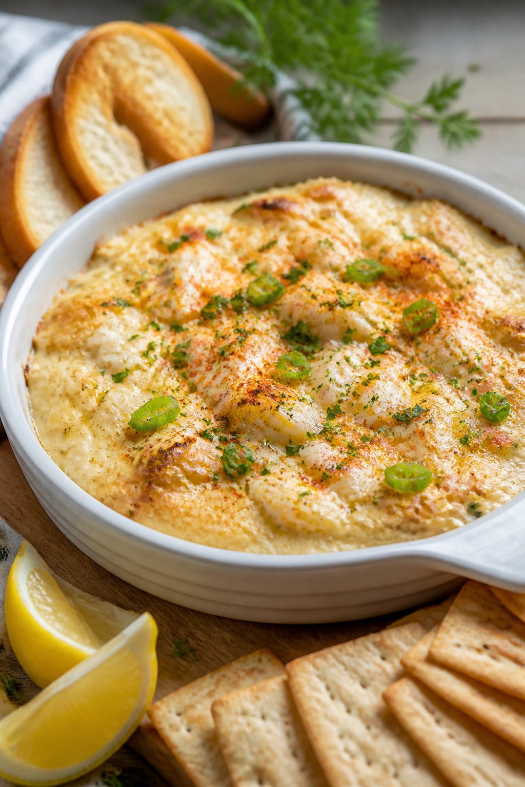 Tully's Crab Dip Recipe close-up, ready to serve